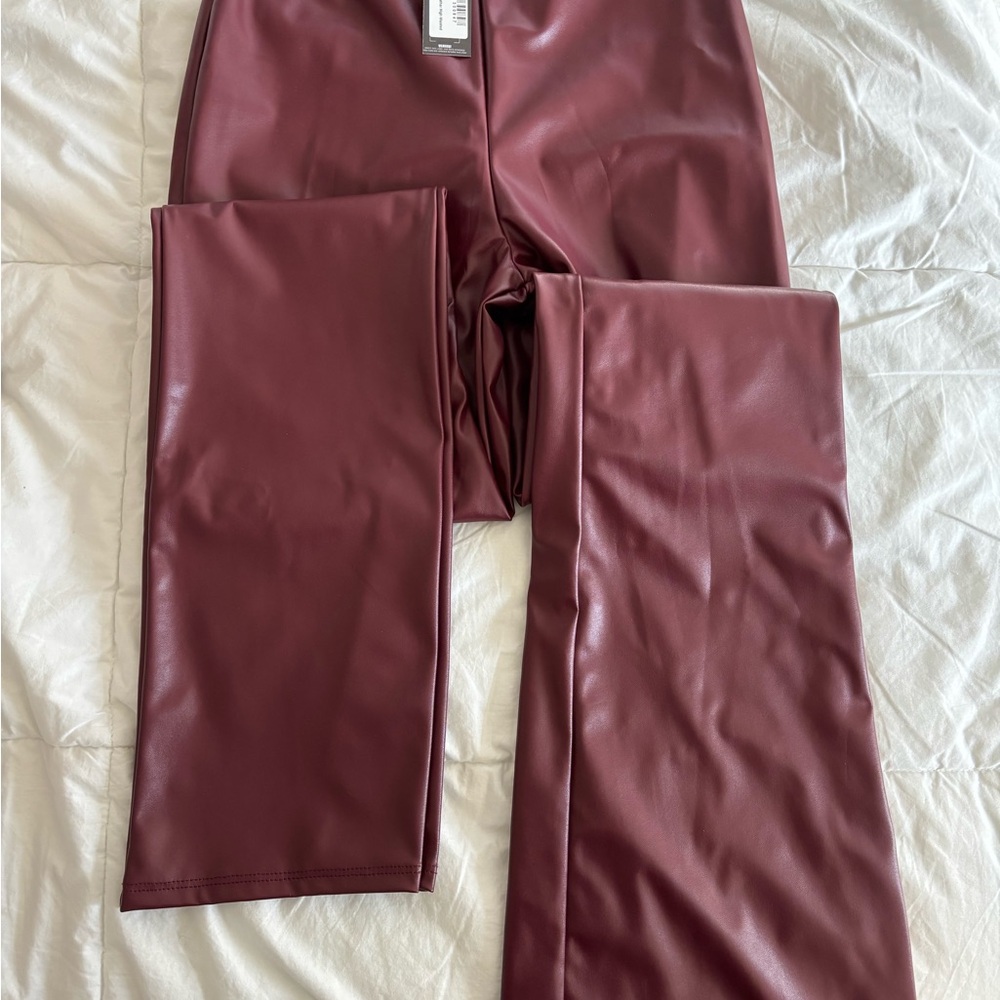 Faux Leather Burgundy Pants